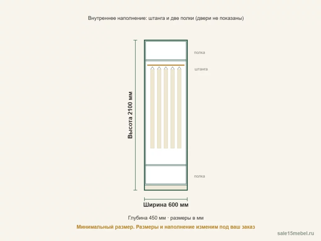 Схема шкафа с размерами