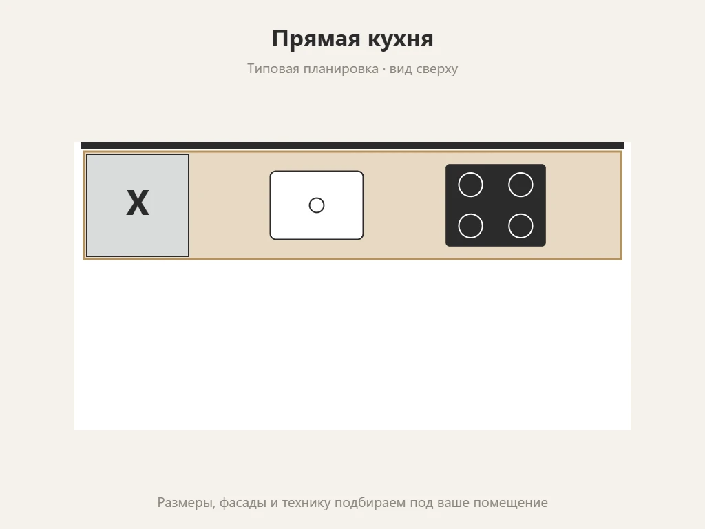 Прямая кухня 3000 мм